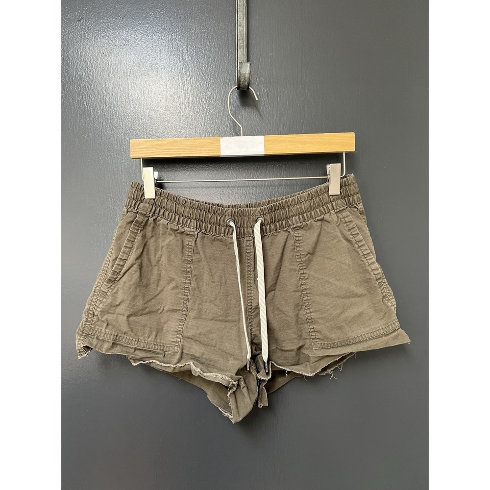 Vuori Vintage Women's Brown Ripstop Nylon Shorts Sz M Drawstring Elastic Waist